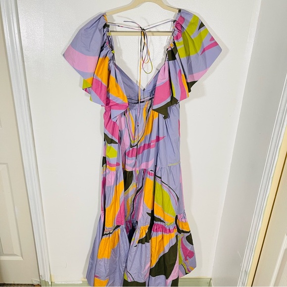 NWT La Ligne Stella Lavender Floral Midi Dress Wedding Pastel Bohemian Size XL - Picture 5 of 8